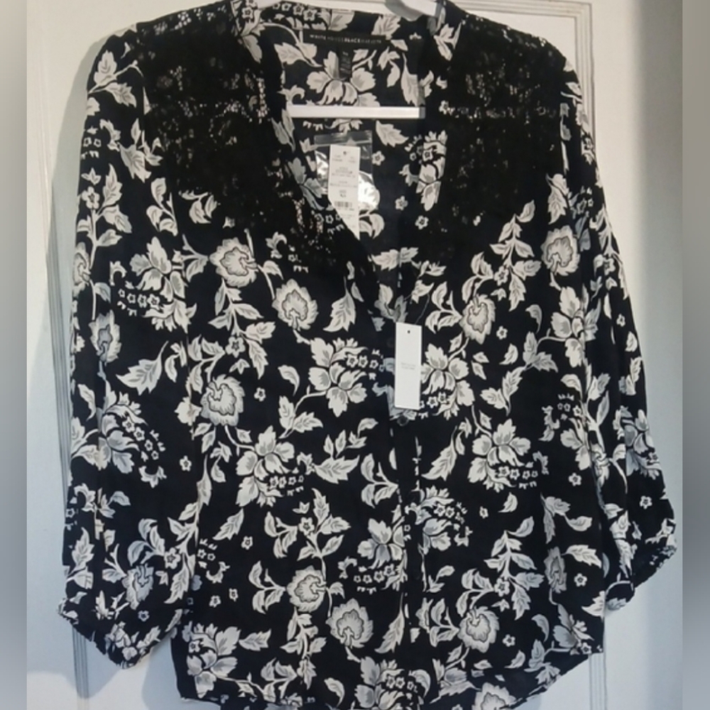 White House Black Market Floral Blouse NWT